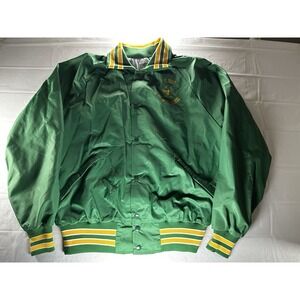 Vintage Sport King St Regis McHenry Illinois Satin Snap Jacket Men's L Green 80s